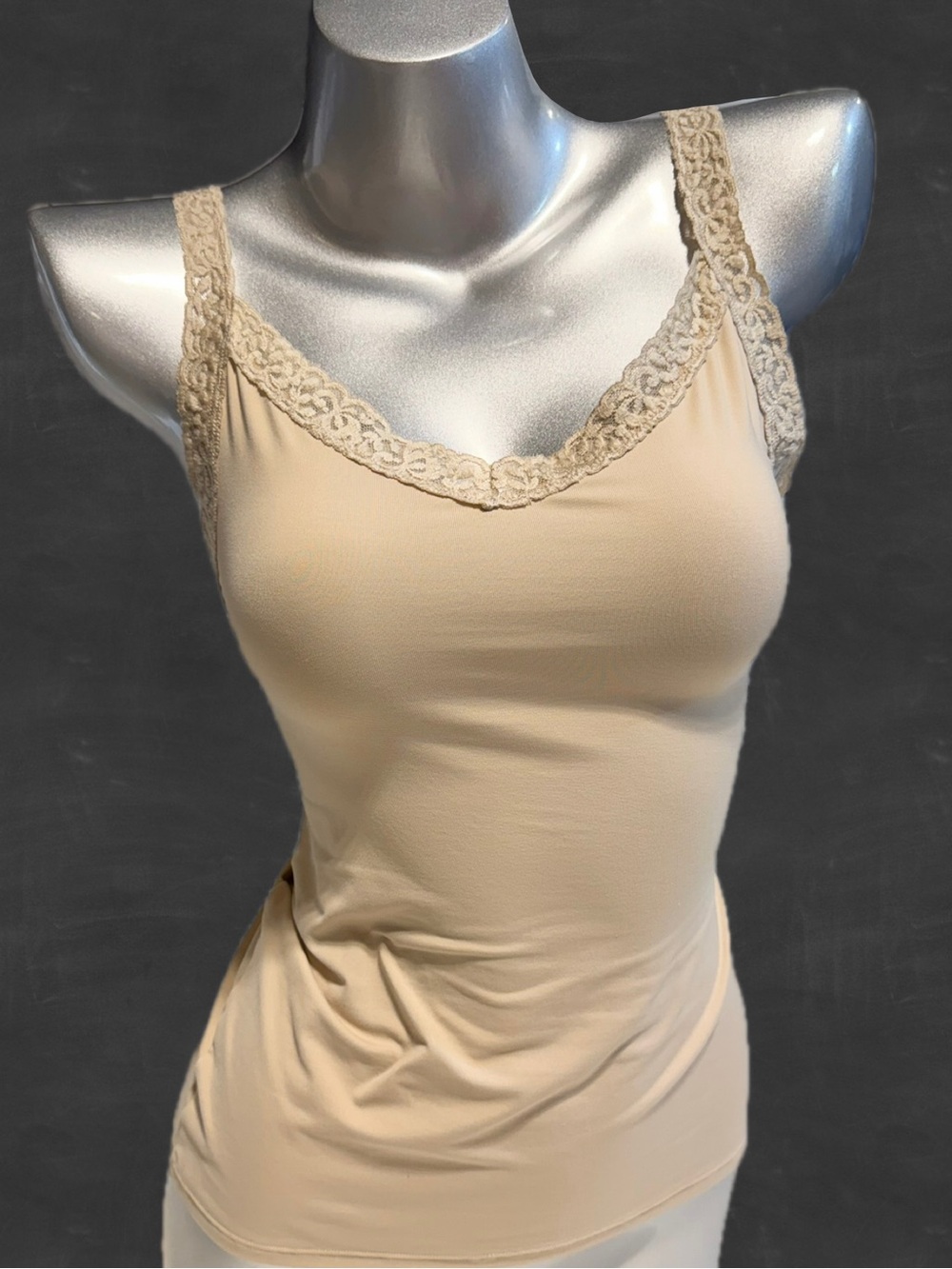 VINTAGE Y2K vanity fair cami camisole tank top layer beige microfiber stretchy